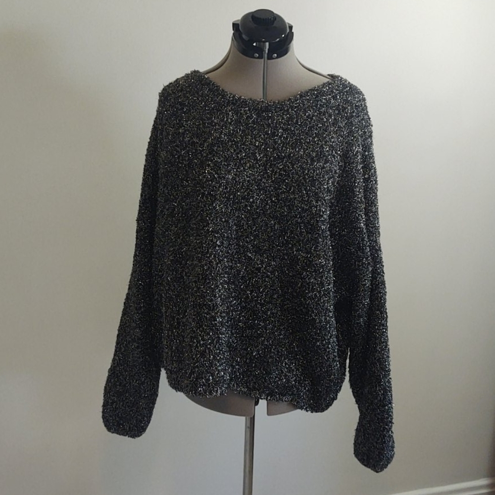 Roaman's Silver Metallic Sweater Sz 3x